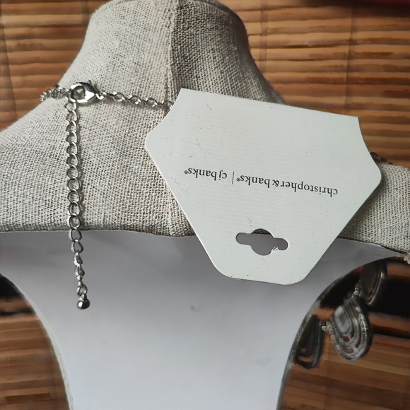 Christopher and Banks Silver Tone Statement Necklace NWT Light Blue Swirls Ocean - Picture 5 of 13